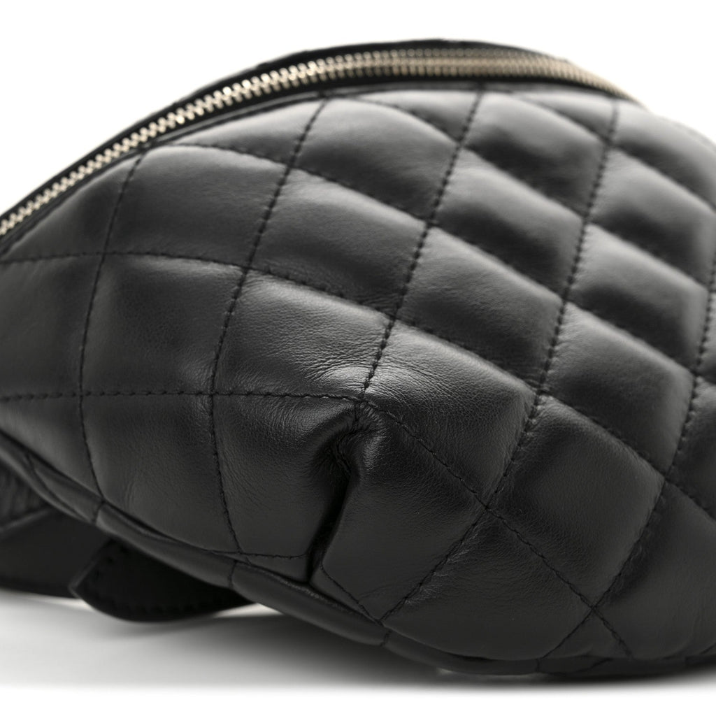 Chanel Calfskin Quilted Uniform Waist Belt Bag Black