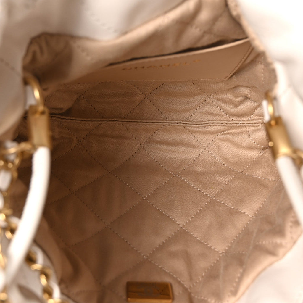Chanel Shiny Calfskin Quilted Mini Chanel 22 White