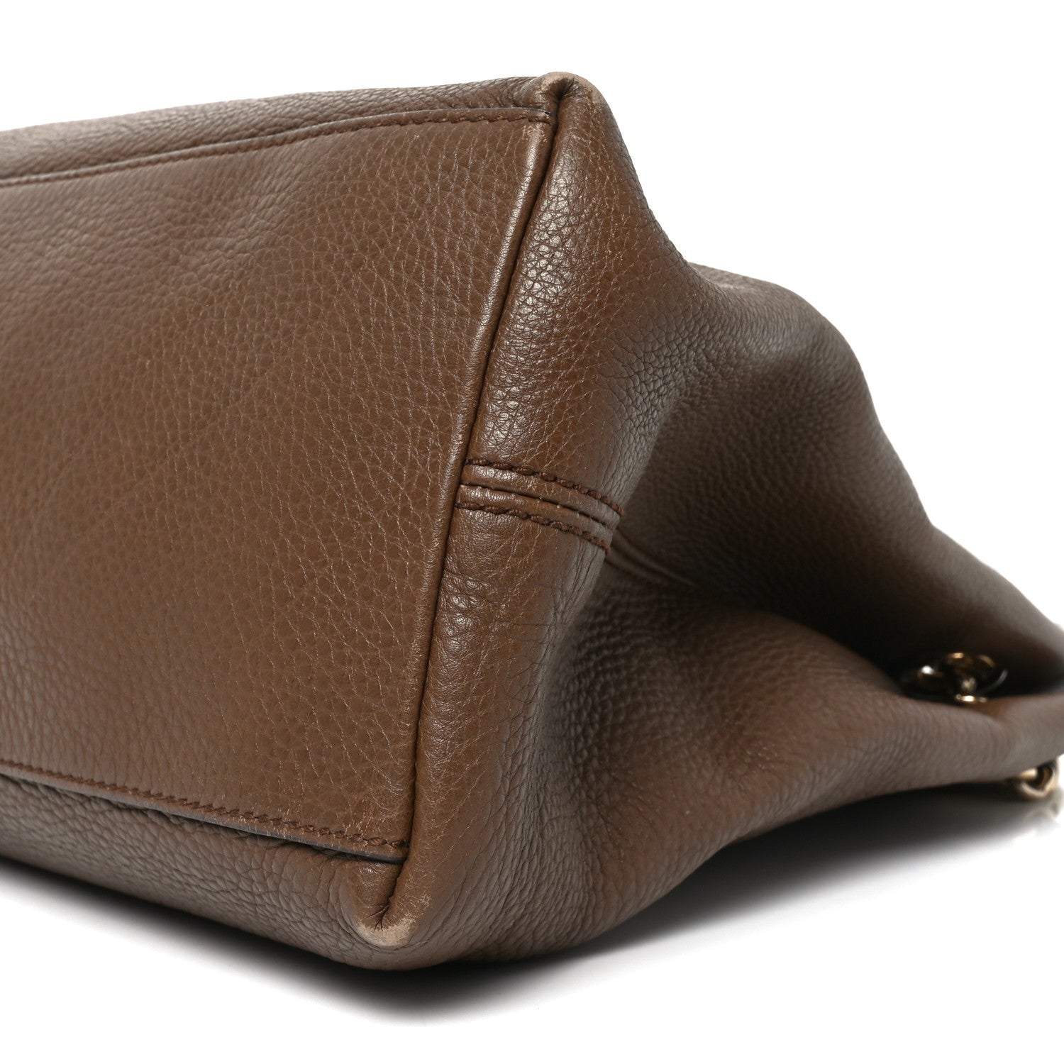 Gucci Pebbled Calfskin Medium Soho Chain Shoulder Bag Maple Brown