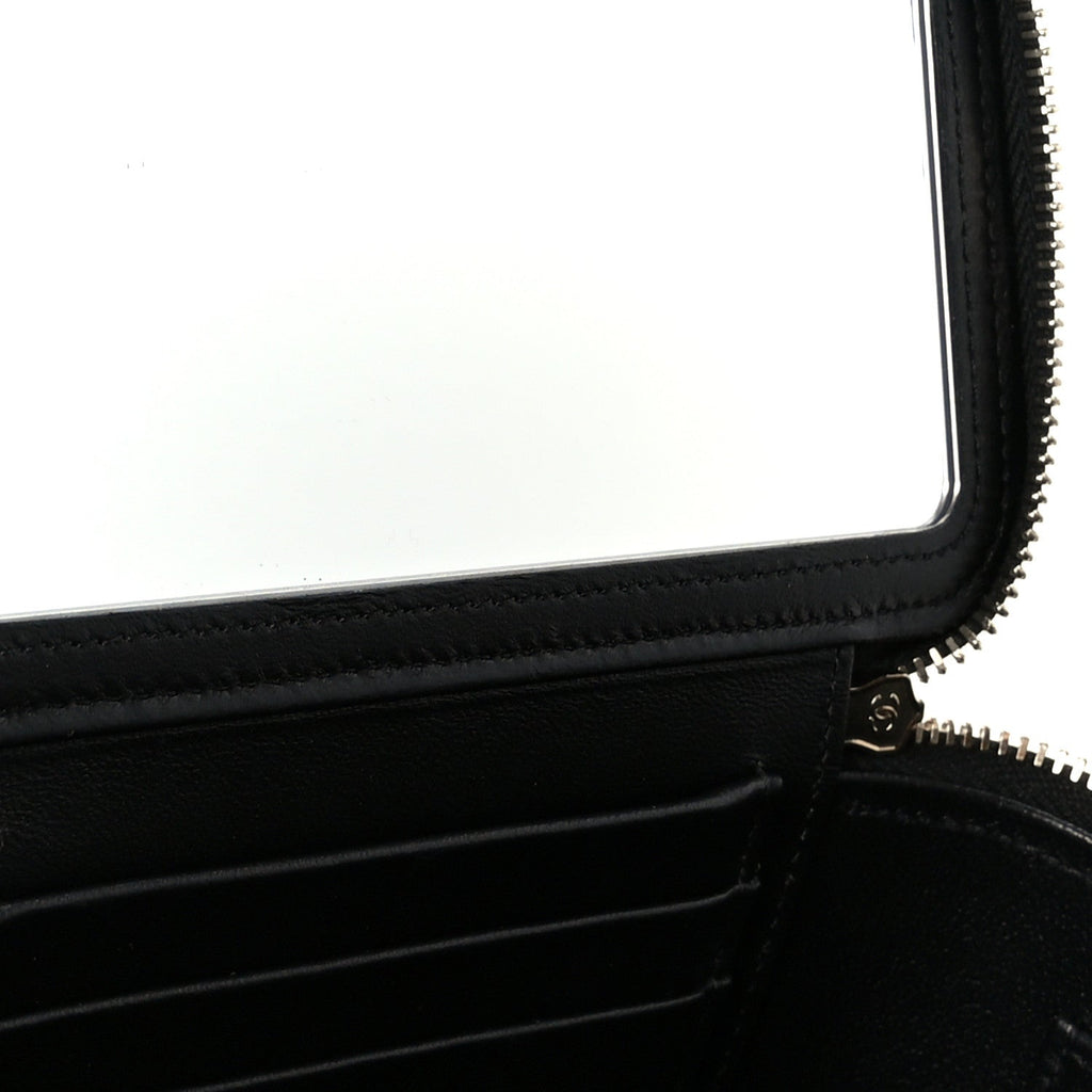 Chanel Lambskin Quilted Small Top Handle Vanity Case With Chain Black