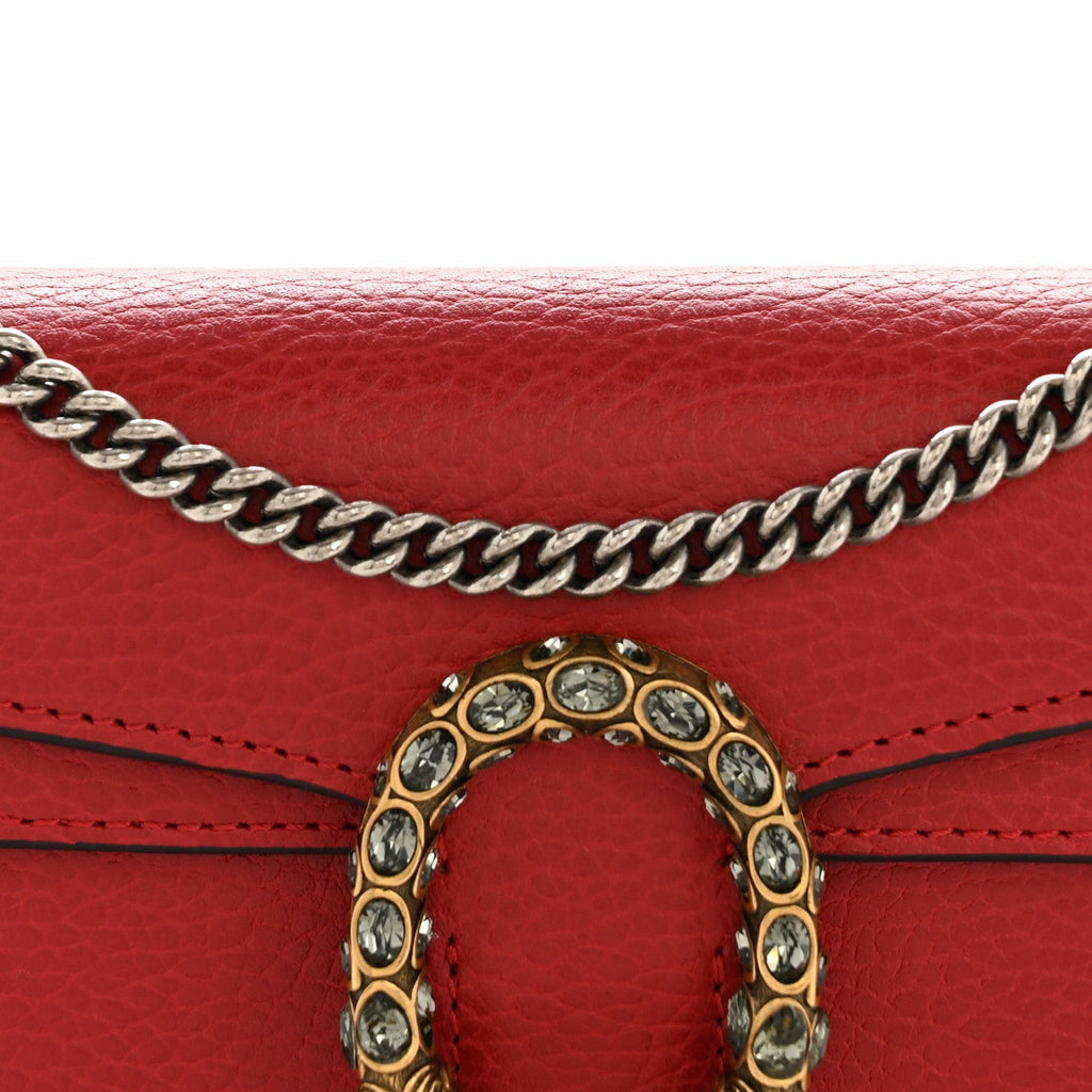 Gucci Calfskin Super Mini Dionysus Shoulder Bag Hibiscus Red