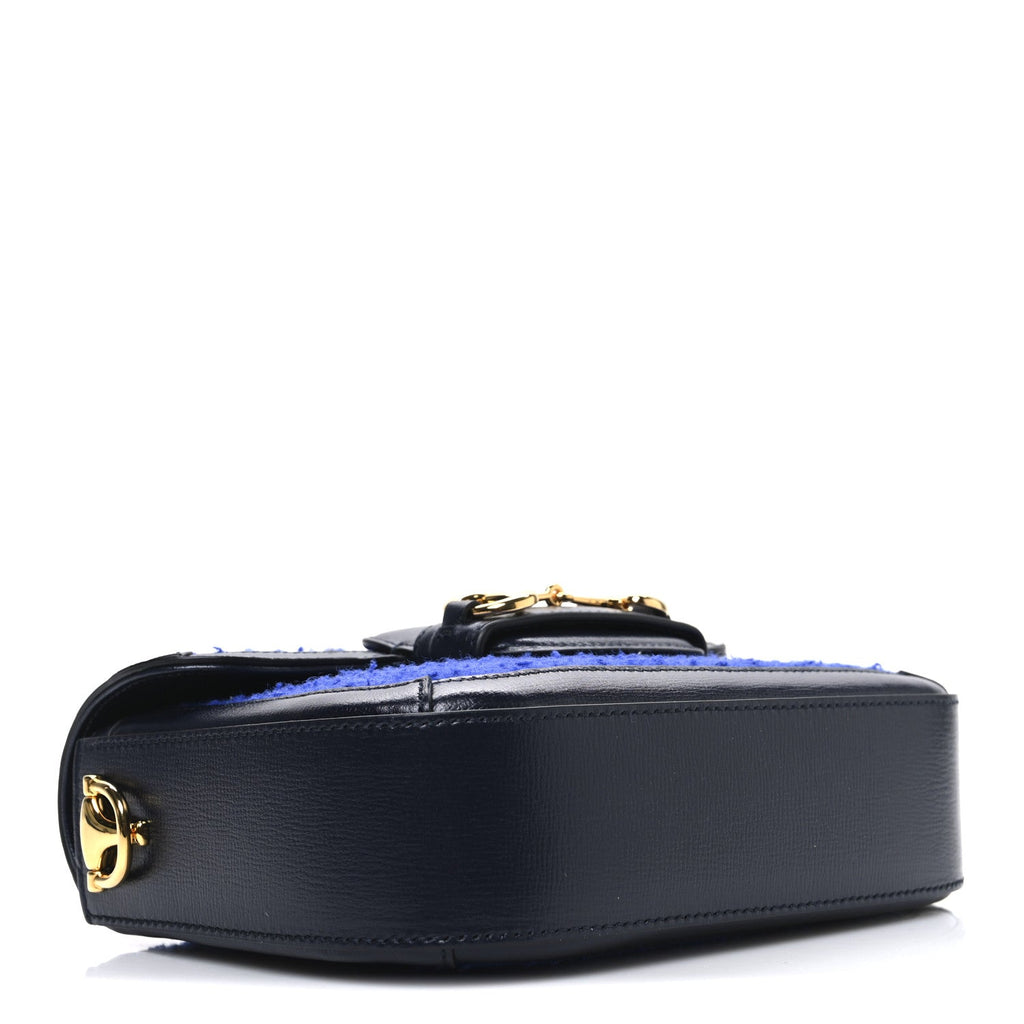 Gucci Casy Wool Azalea Calfskin Mini Horsebit 1955 Shoulder Bag Blue China