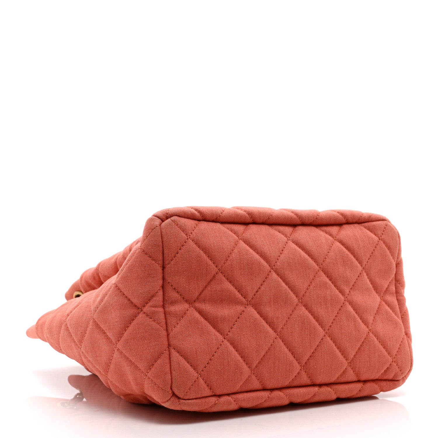 Chanel Washed Denim Quilted Small Urban Spirit Drawstring Bag Orange