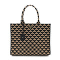 Prada Jacquard Saffiano Triangolo Symbole Embroidered Large Tote Black Corda