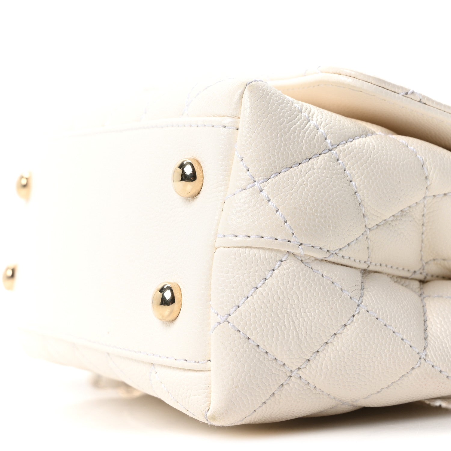 Chanel Caviar Quilted Extra Mini Coco Handle Flap White