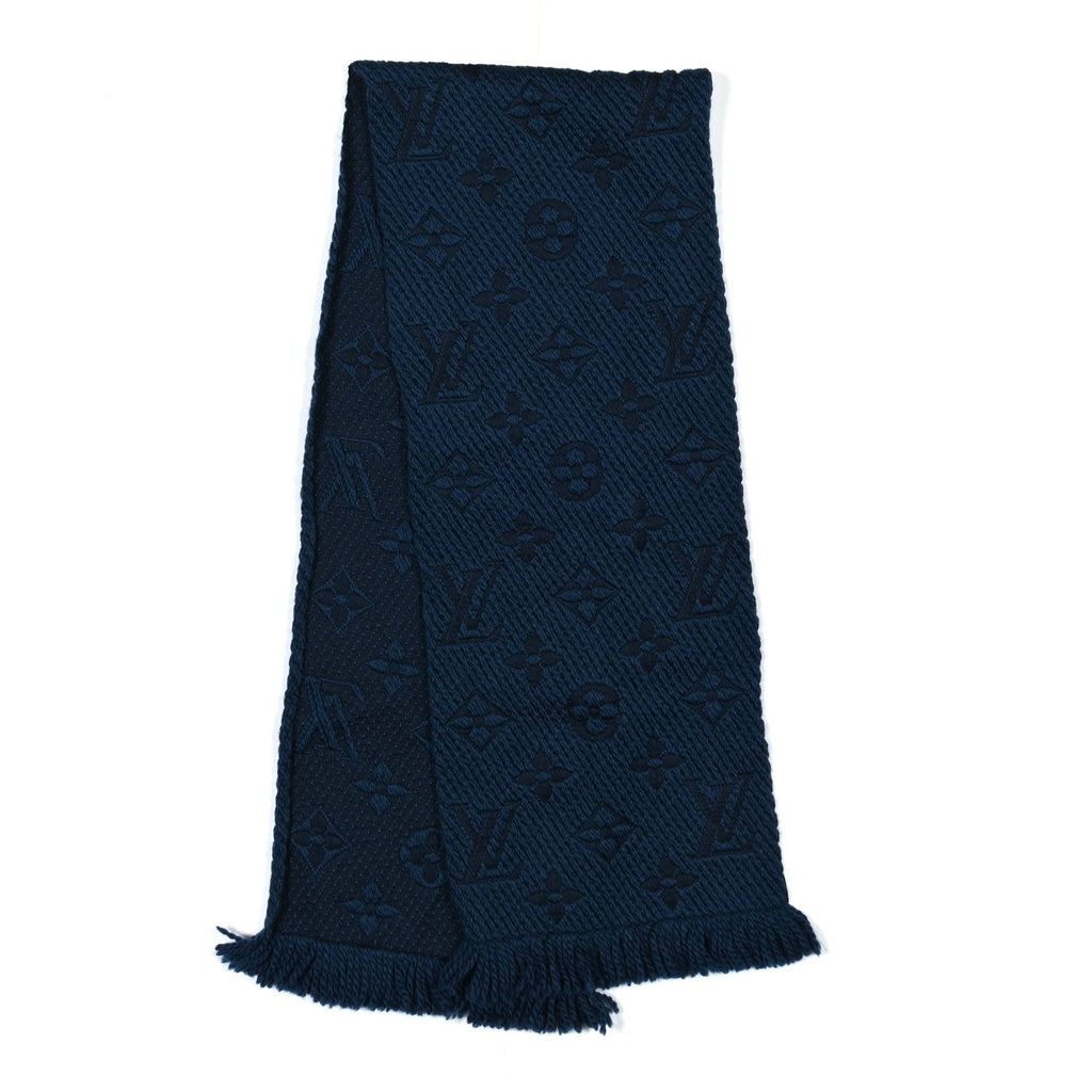 Louis Vuitton Wool Silk Logomania Scarf Denim Dark