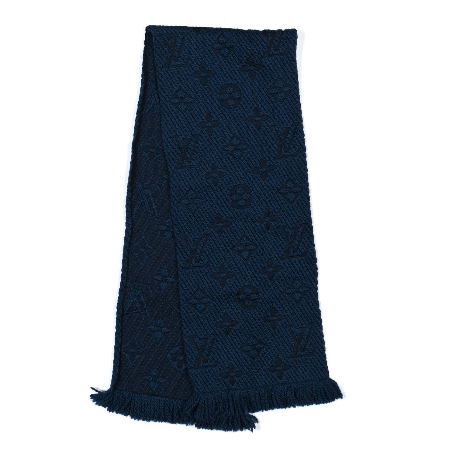 Louis Vuitton Wool Silk Logomania Scarf Denim Dark