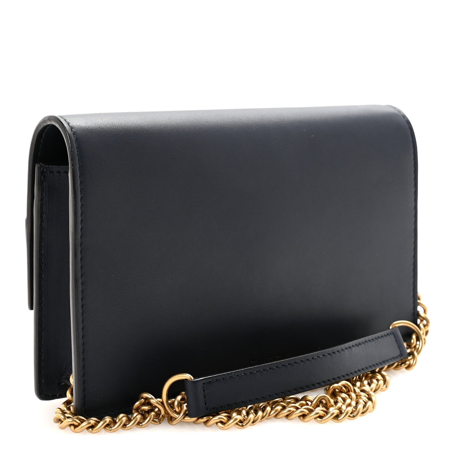 Gucci Calfskin Tiger Studded Chain Wallet Blue Agata Hibiscus Red Mystic White