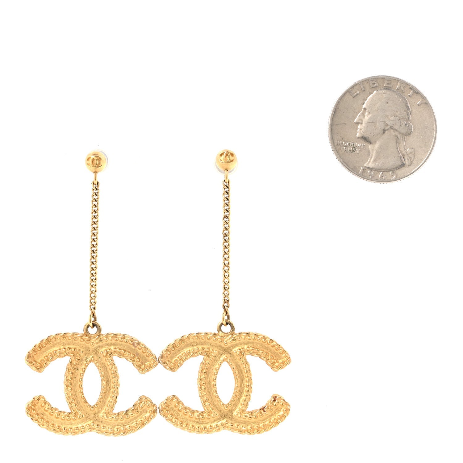 CC Drop Earrings Matte Gold