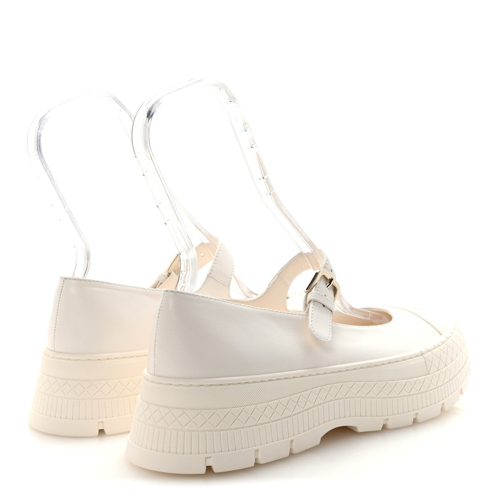 Lambskin Mary Jane Flats 41 White