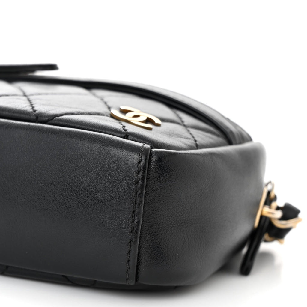 Chanel Lambskin Quilted Small Buckle Camera Case Bag Black