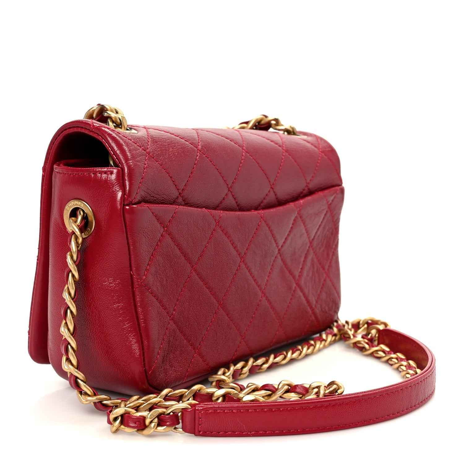 Chanel Shiny Lambskin Quilted Small Fashion Therapy Flap Bag Red