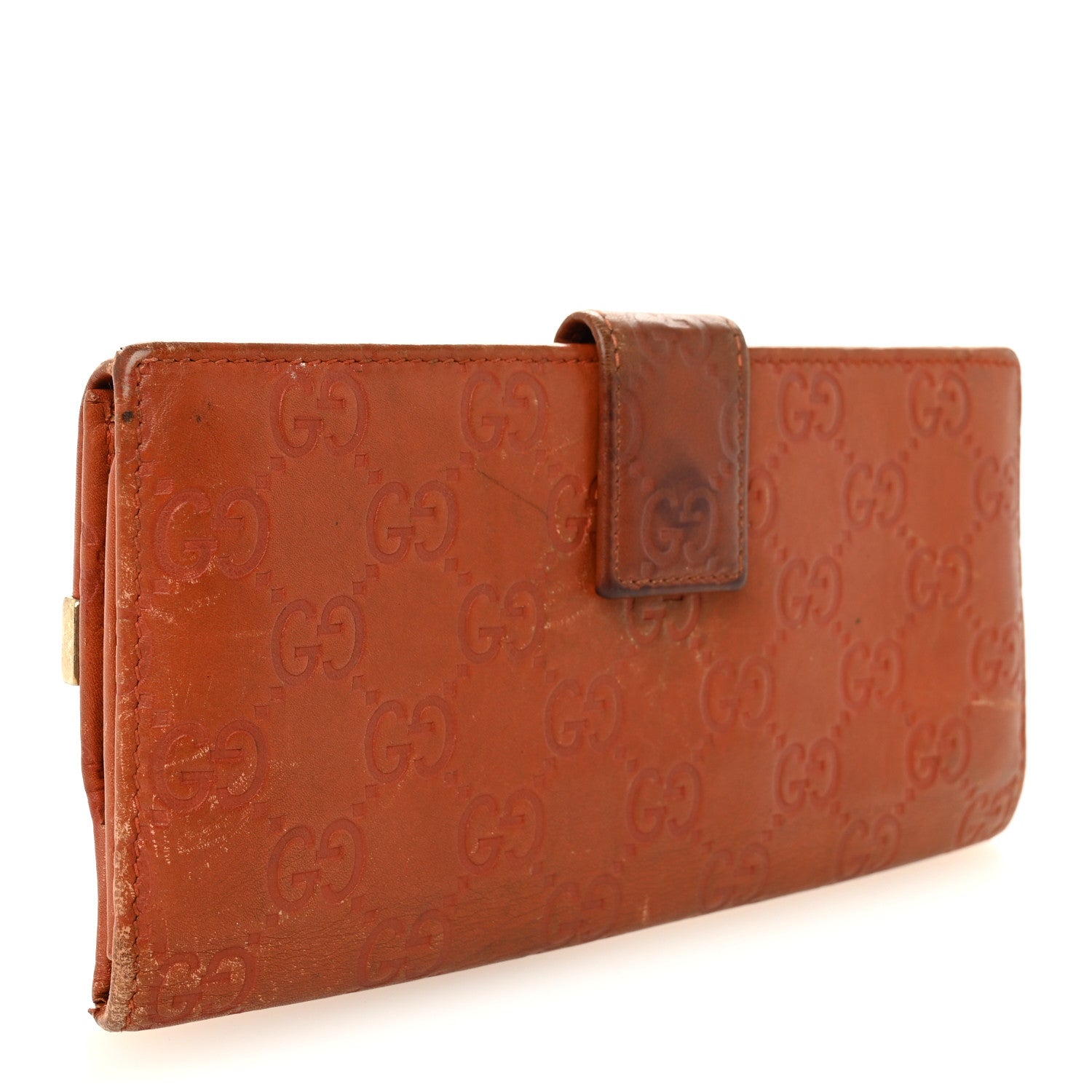 Gucci Guccissima Signature Dice Continental Wallet Orange