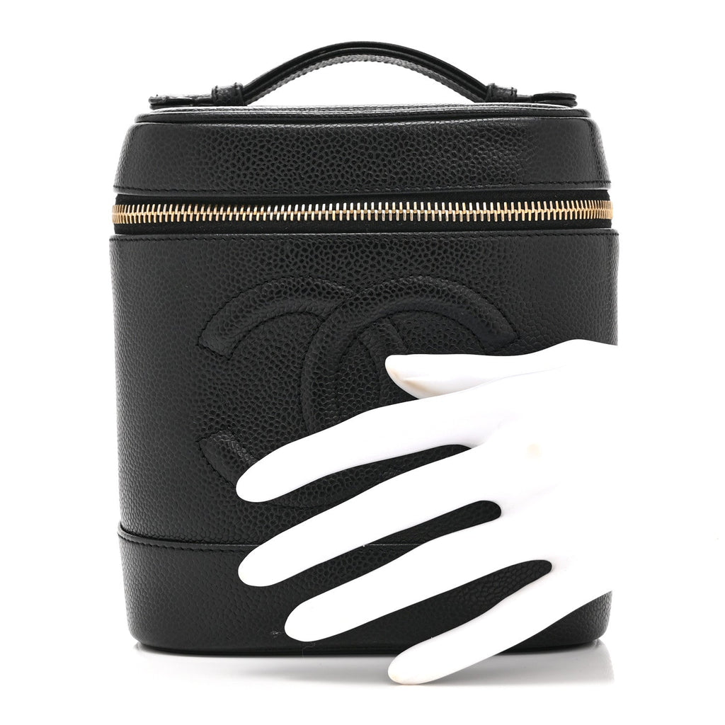 Chanel Caviar Vanity Cosmetic Case Black