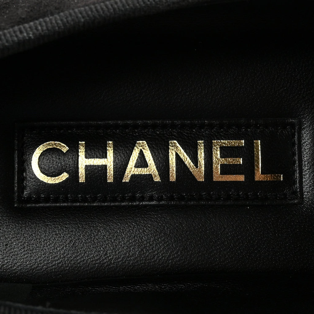 Chanel Velvet Mary Jane Flats 40 Black