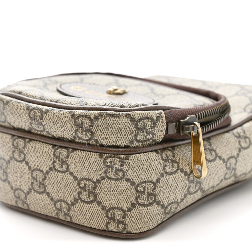 Gucci GG Supreme Monogram Mini Neo Vintage Double Zip Messenger Bag Beige New Acero Crop