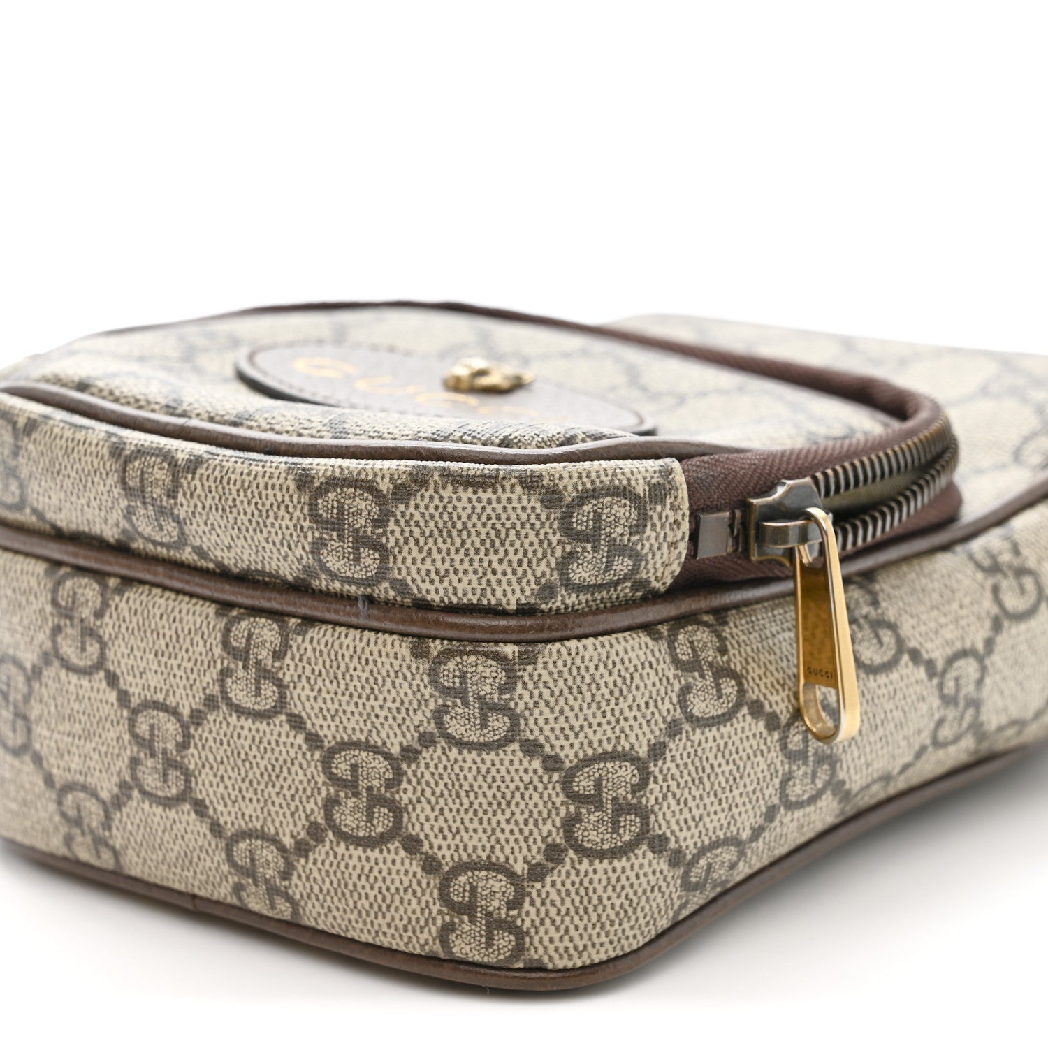 Gucci GG Supreme Monogram Mini Neo Vintage Double Zip Messenger Bag Beige New Acero Crop