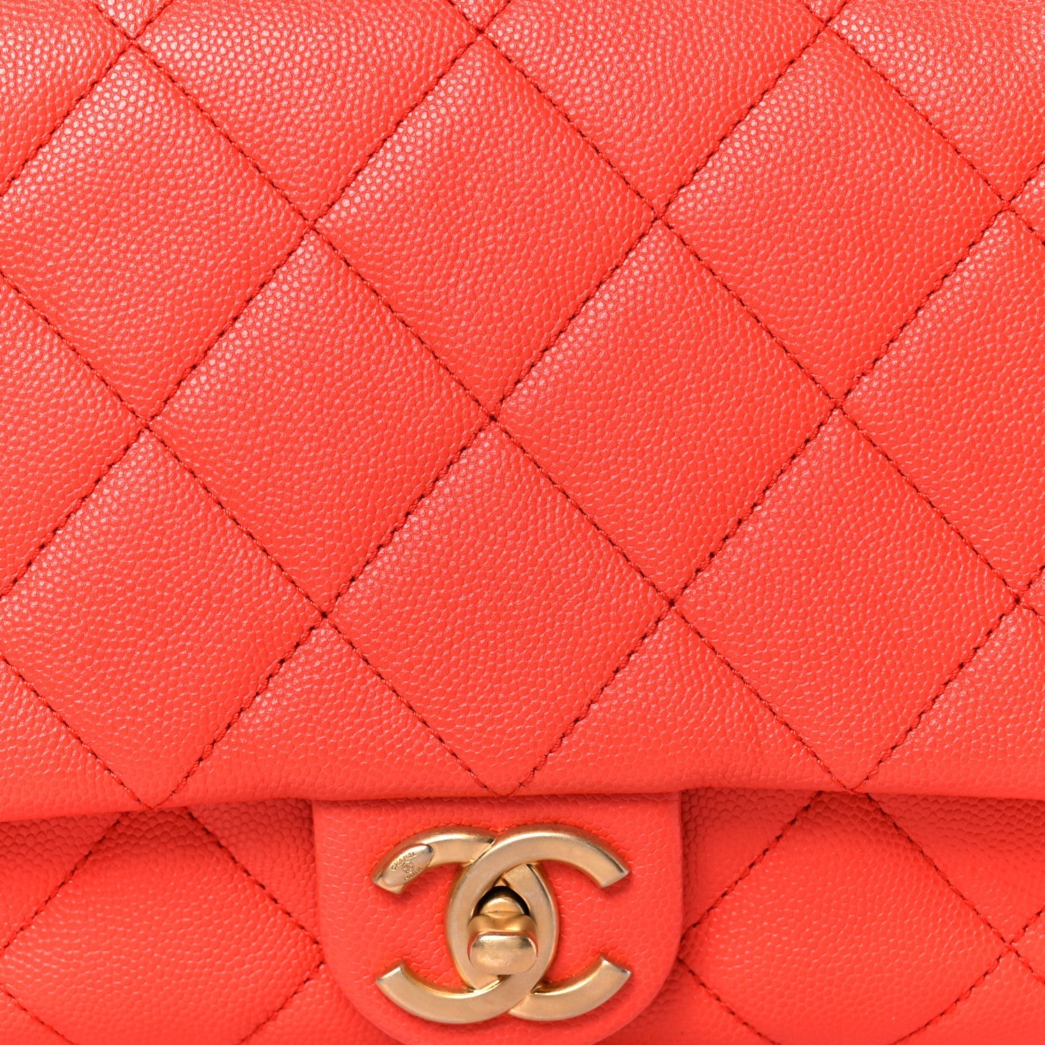 Chanel Caviar Quilted CC Melody Single Flap Orange