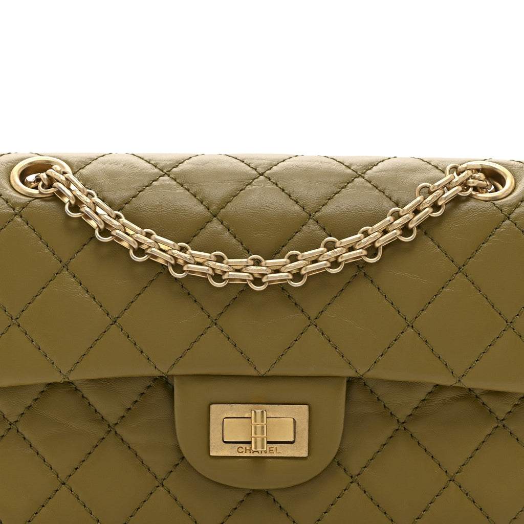 Chanel Aged Calfskin Quilted 2.55 Reissue 224 Flap  Khaki