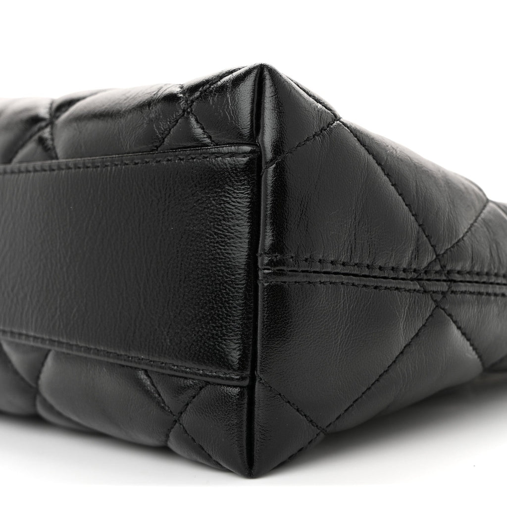 Chanel Shiny Crumpled Lambskin Quilted Small CC Funky Town Hobo Black