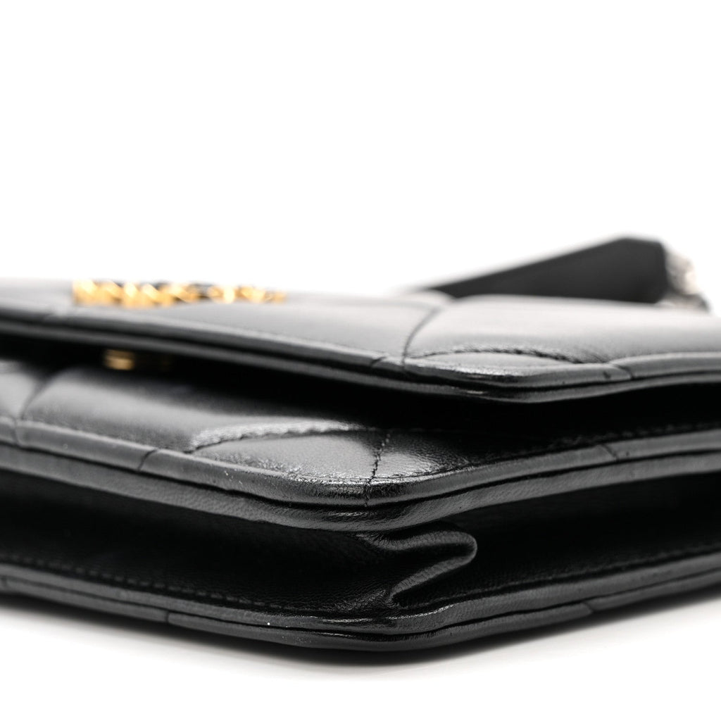 Chanel Lambskin Quilted Chanel 19 Wallet On Chain WOC Black