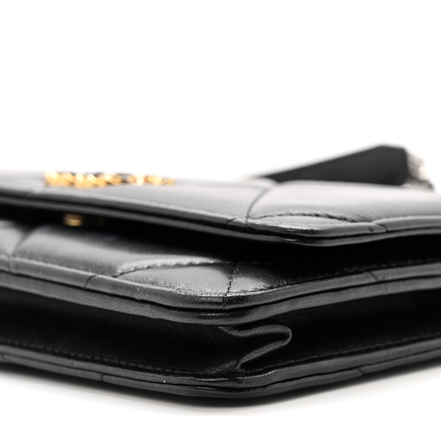 Chanel Lambskin Quilted Chanel 19 Wallet On Chain WOC Black