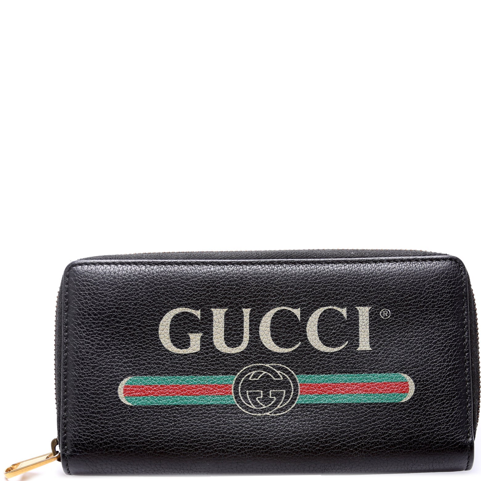 496317 Retro Logo Leather Zip Around Wallet