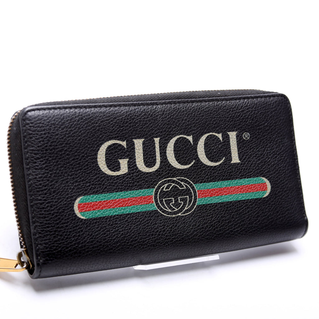 496317 Retro Logo Leather Zip Around Wallet