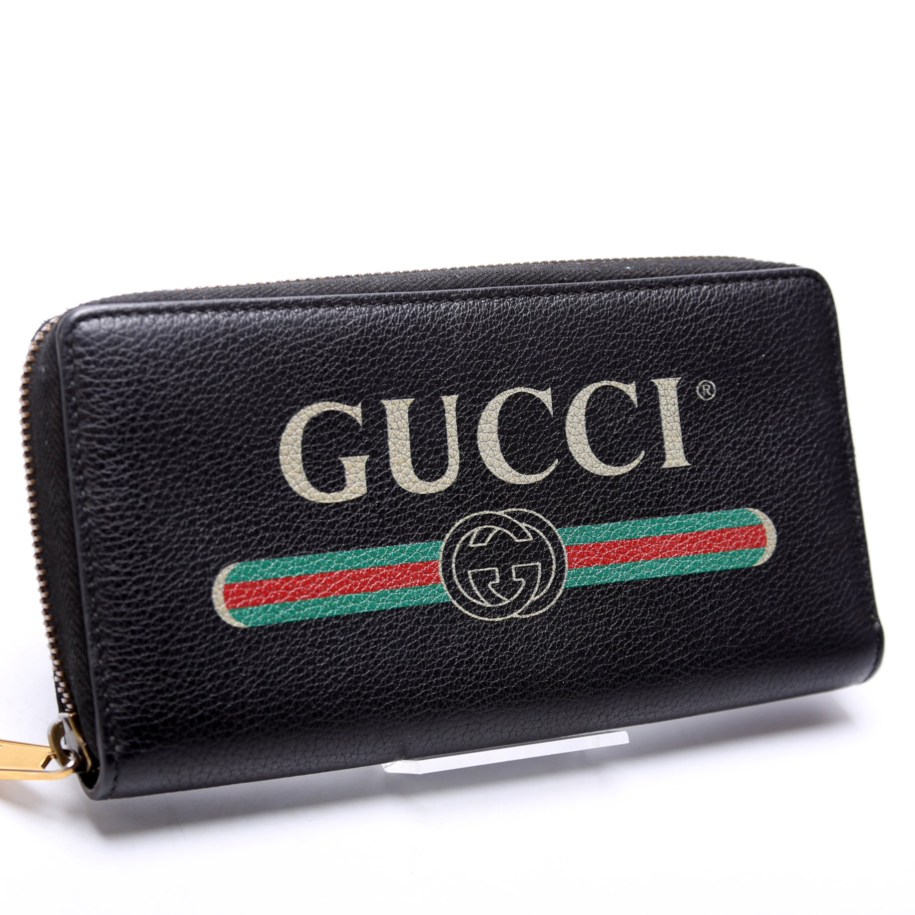 496317 Retro Logo Leather Zip Around Wallet