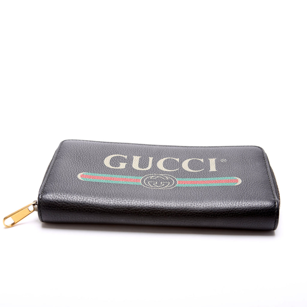 496317 Retro Logo Leather Zip Around Wallet