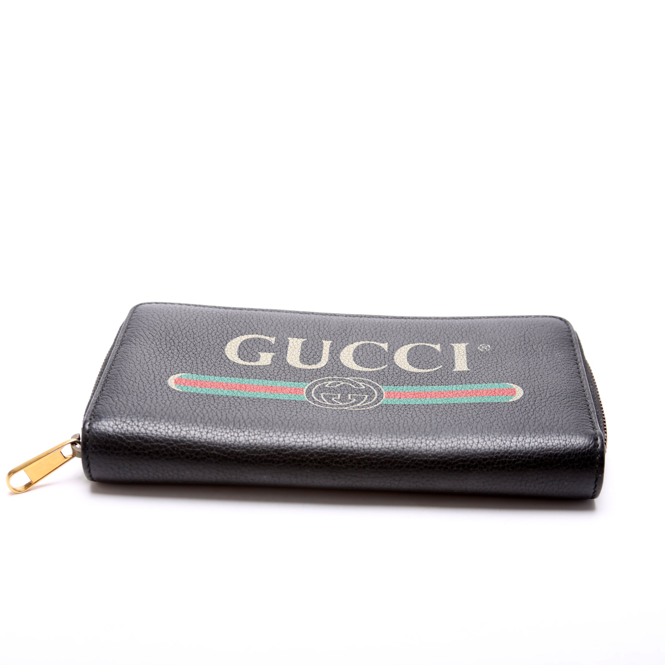 496317 Retro Logo Leather Zip Around Wallet