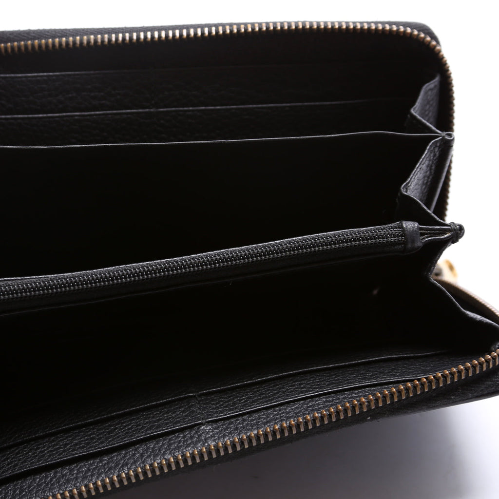 496317 Retro Logo Leather Zip Around Wallet