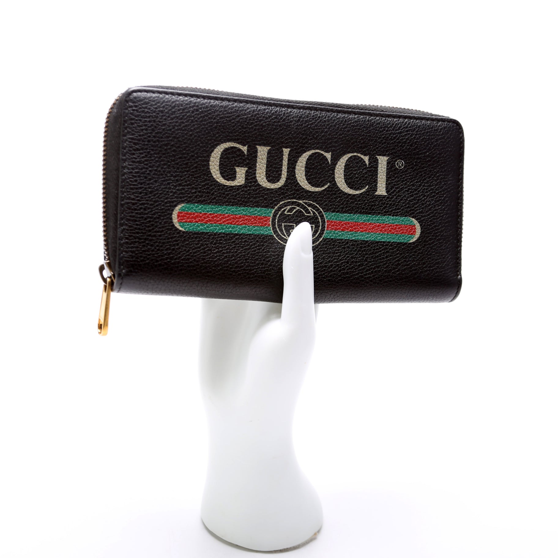 496317 Retro Logo Leather Zip Around Wallet