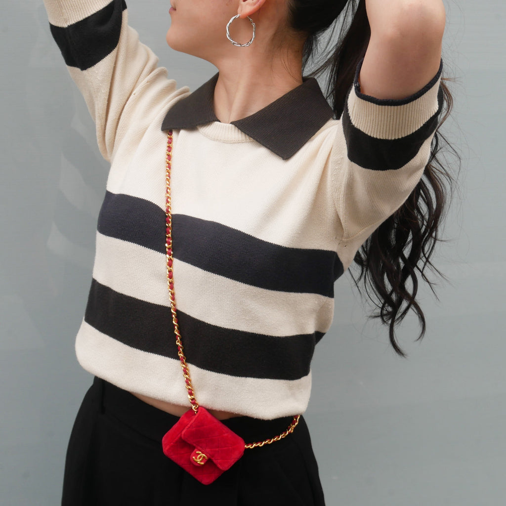 CHANEL 1989-1991 Red Velvet Classic Flap Micro