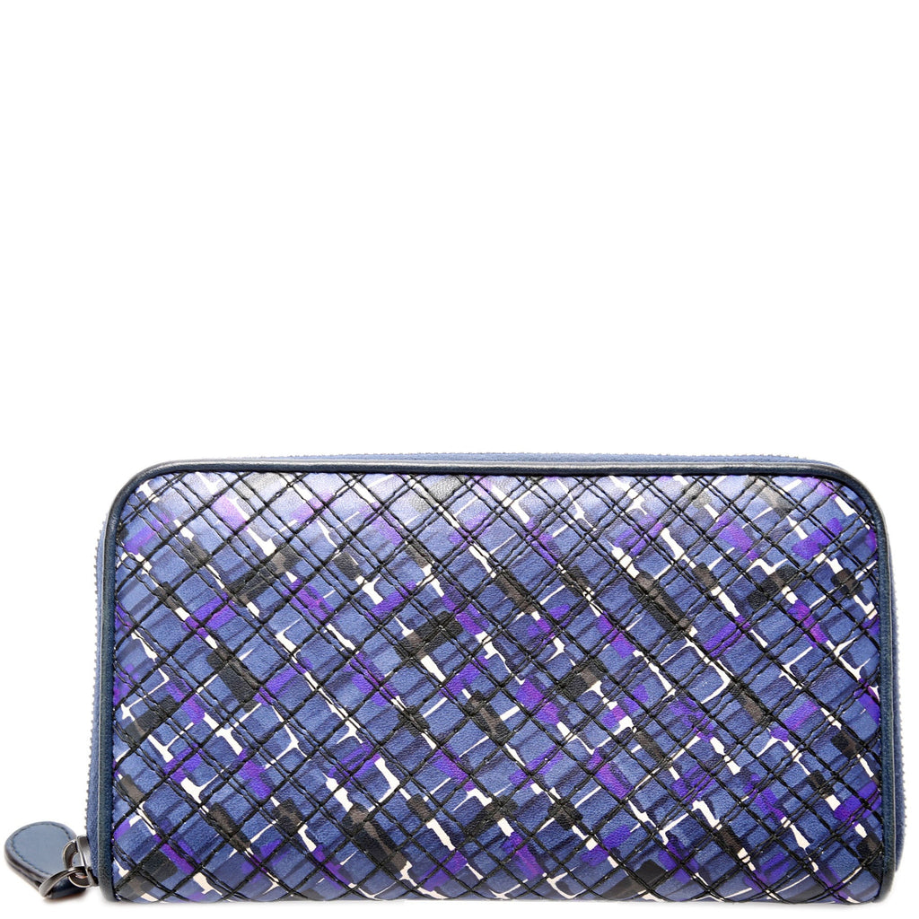 Intrecciato Double Stitched Zip Around Wallet