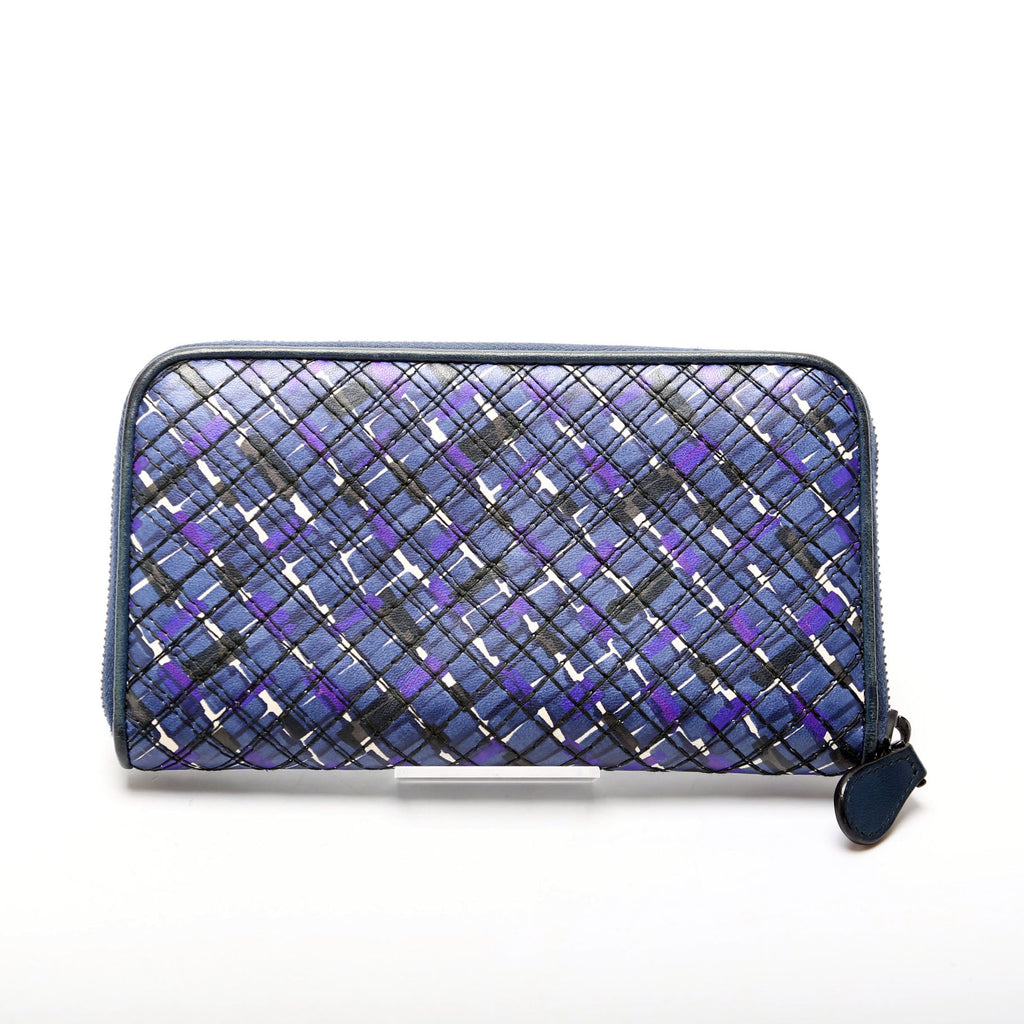 Intrecciato Double Stitched Zip Around Wallet
