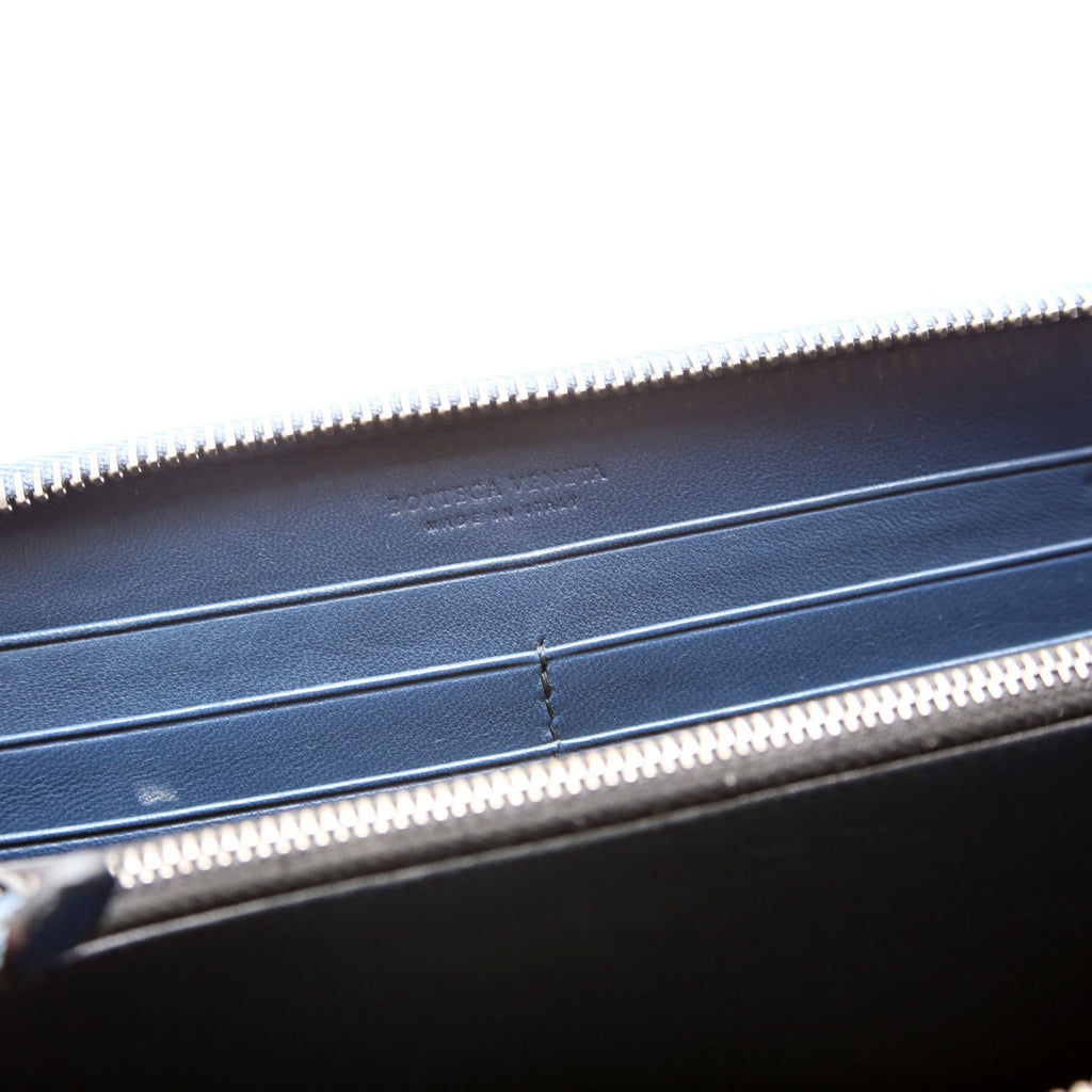 Intrecciato Double Stitched Zip Around Wallet