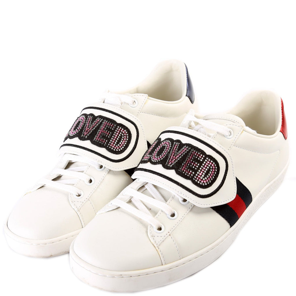 Ace Web Loved Embellished Velcro Leather Sneakers Size 40