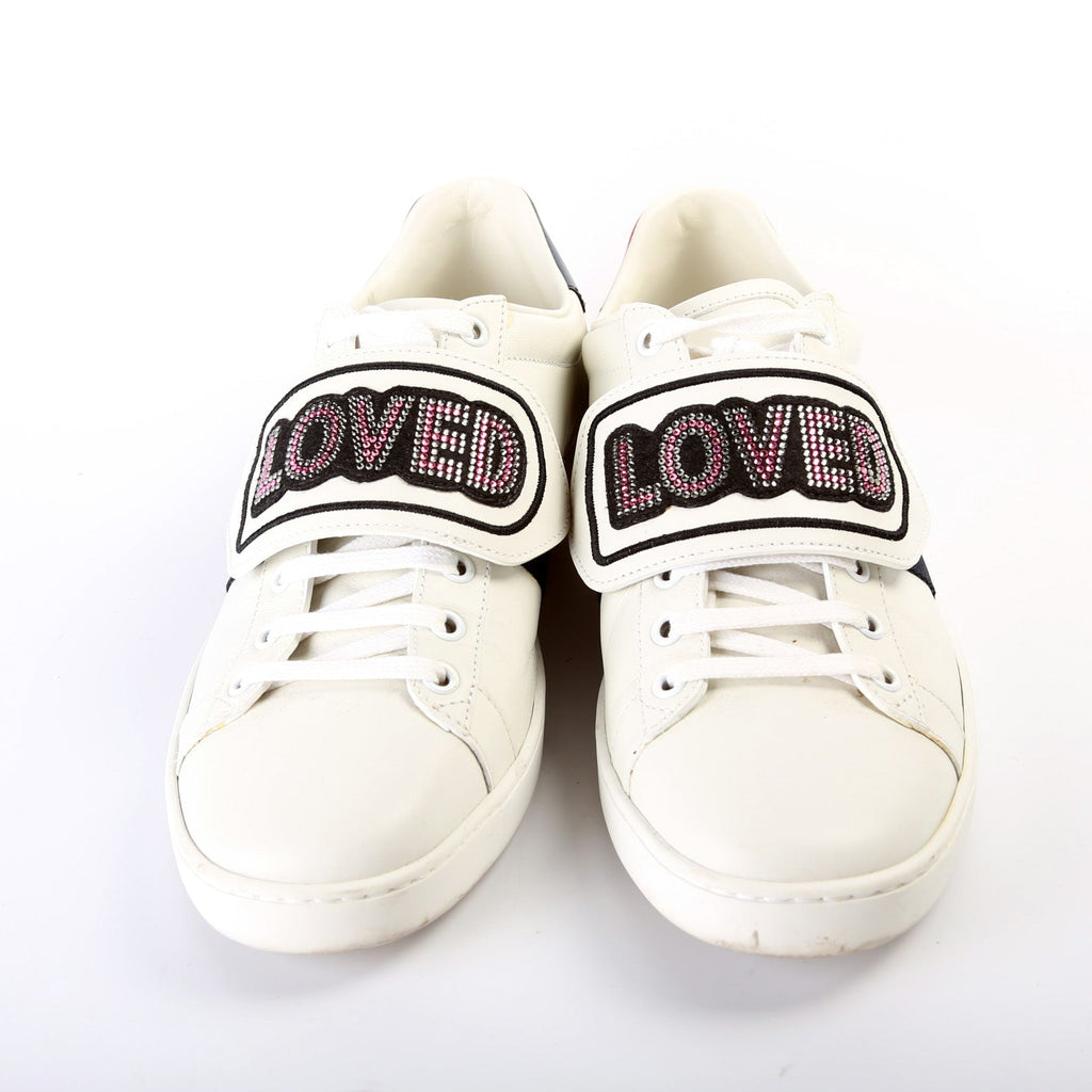 Ace Web Loved Embellished Velcro Leather Sneakers Size 40