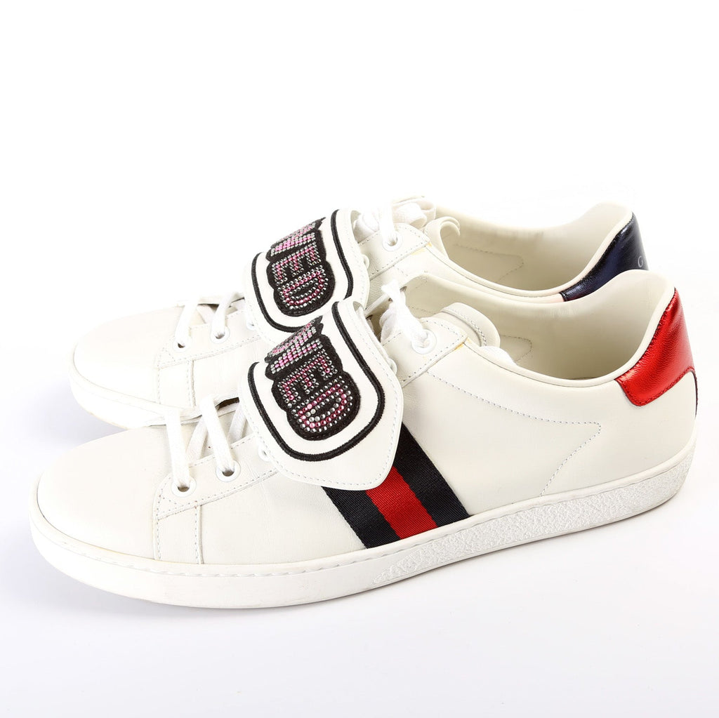 Ace Web Loved Embellished Velcro Leather Sneakers Size 40