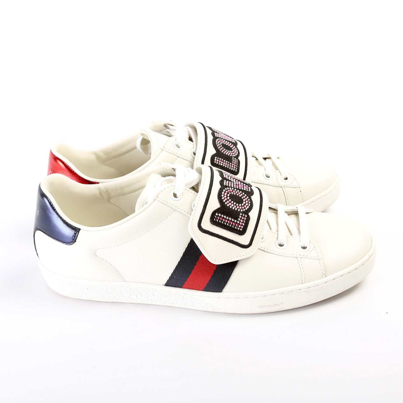 Ace Web Loved Embellished Velcro Leather Sneakers Size 40