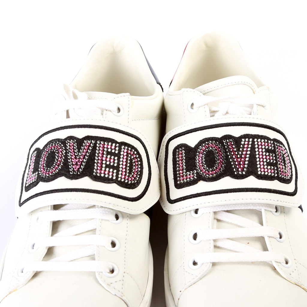 Ace Web Loved Embellished Velcro Leather Sneakers Size 40