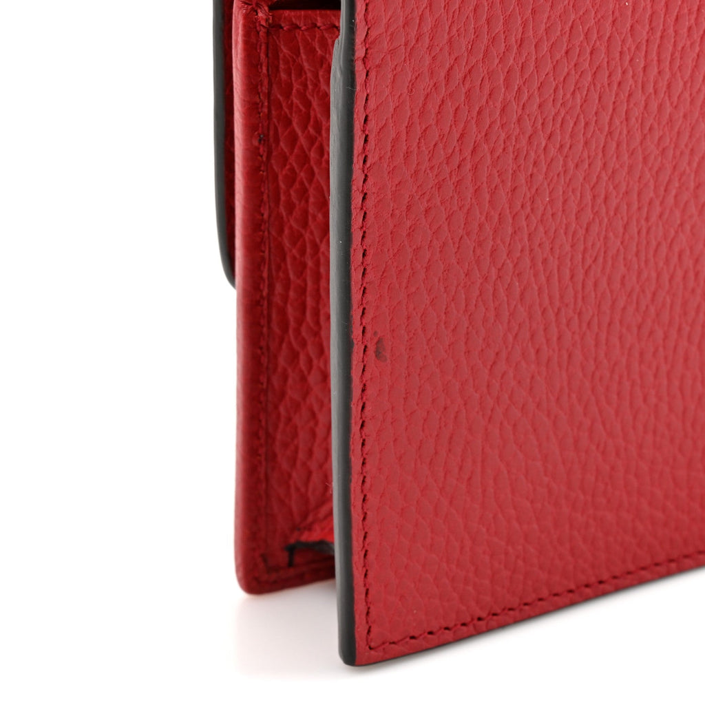 Gucci Dollar Calfskin Interlocking G Chain Wallet Red