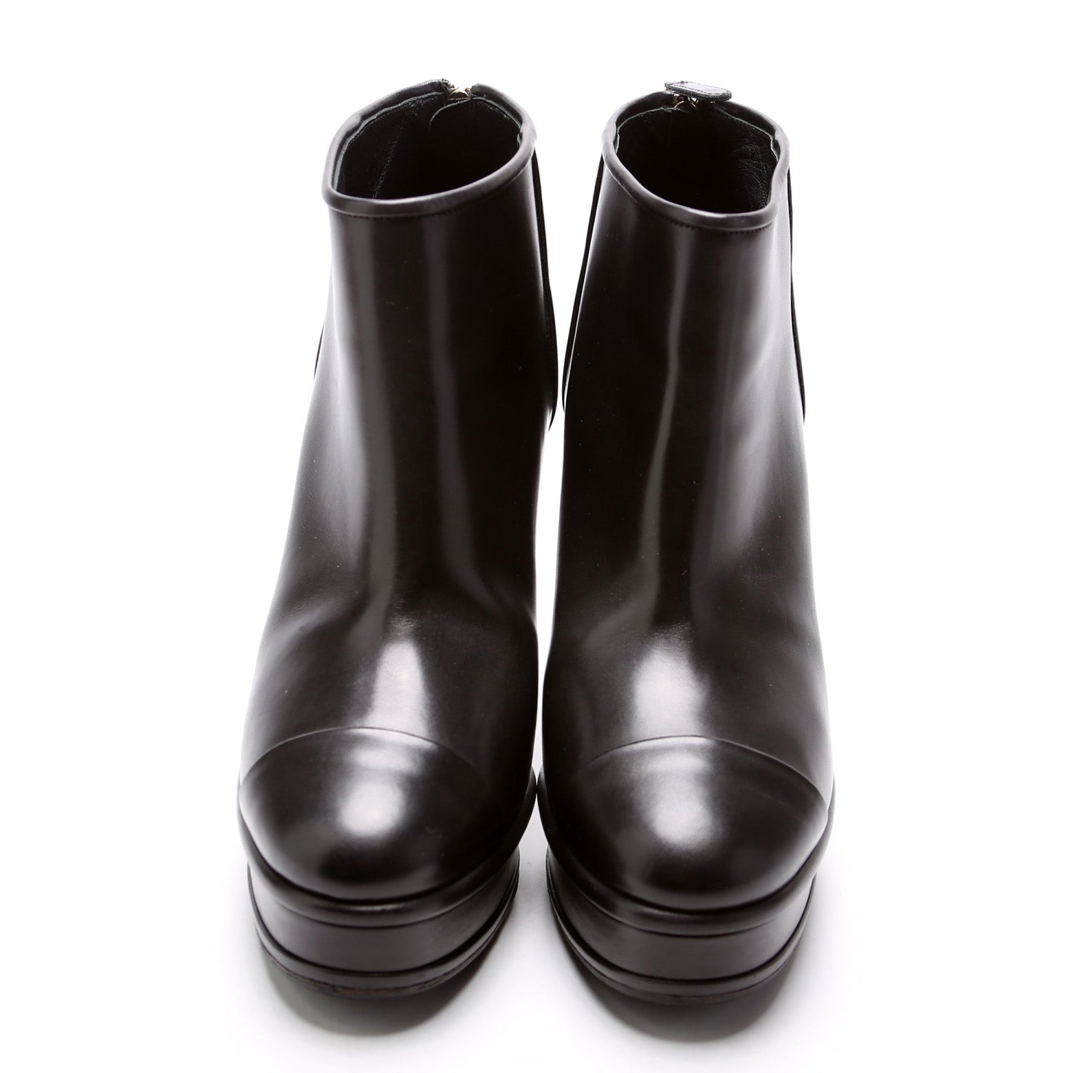 Cap Toe Leather Booties Size 40
