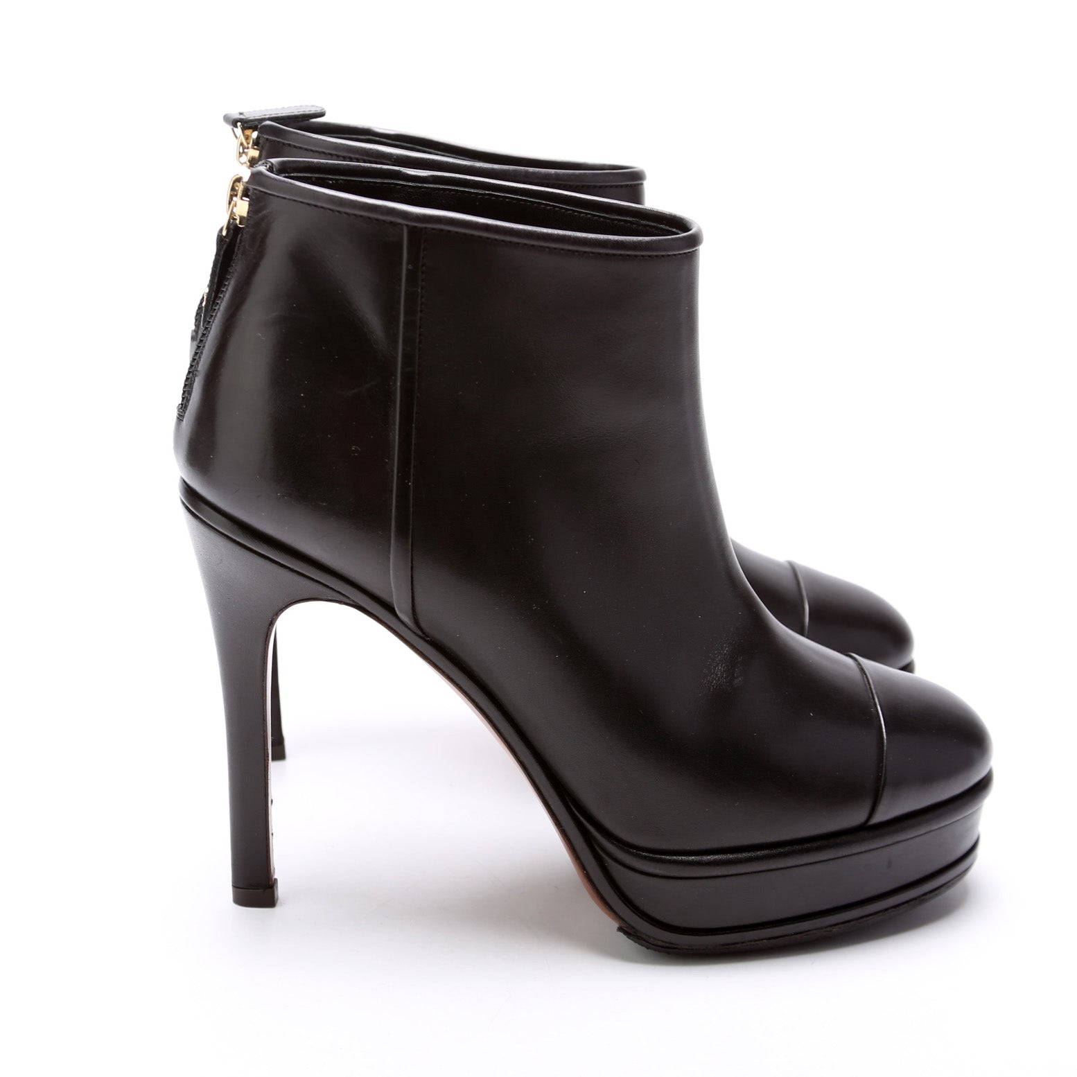 Cap Toe Leather Booties Size 40