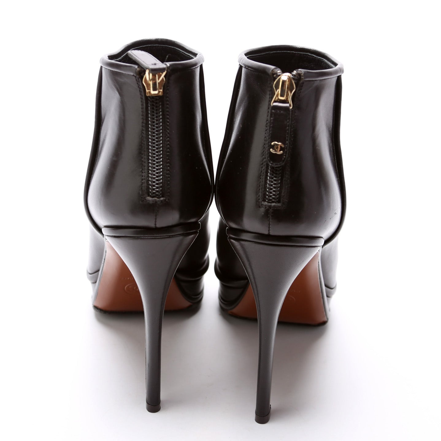Cap Toe Leather Booties Size 40