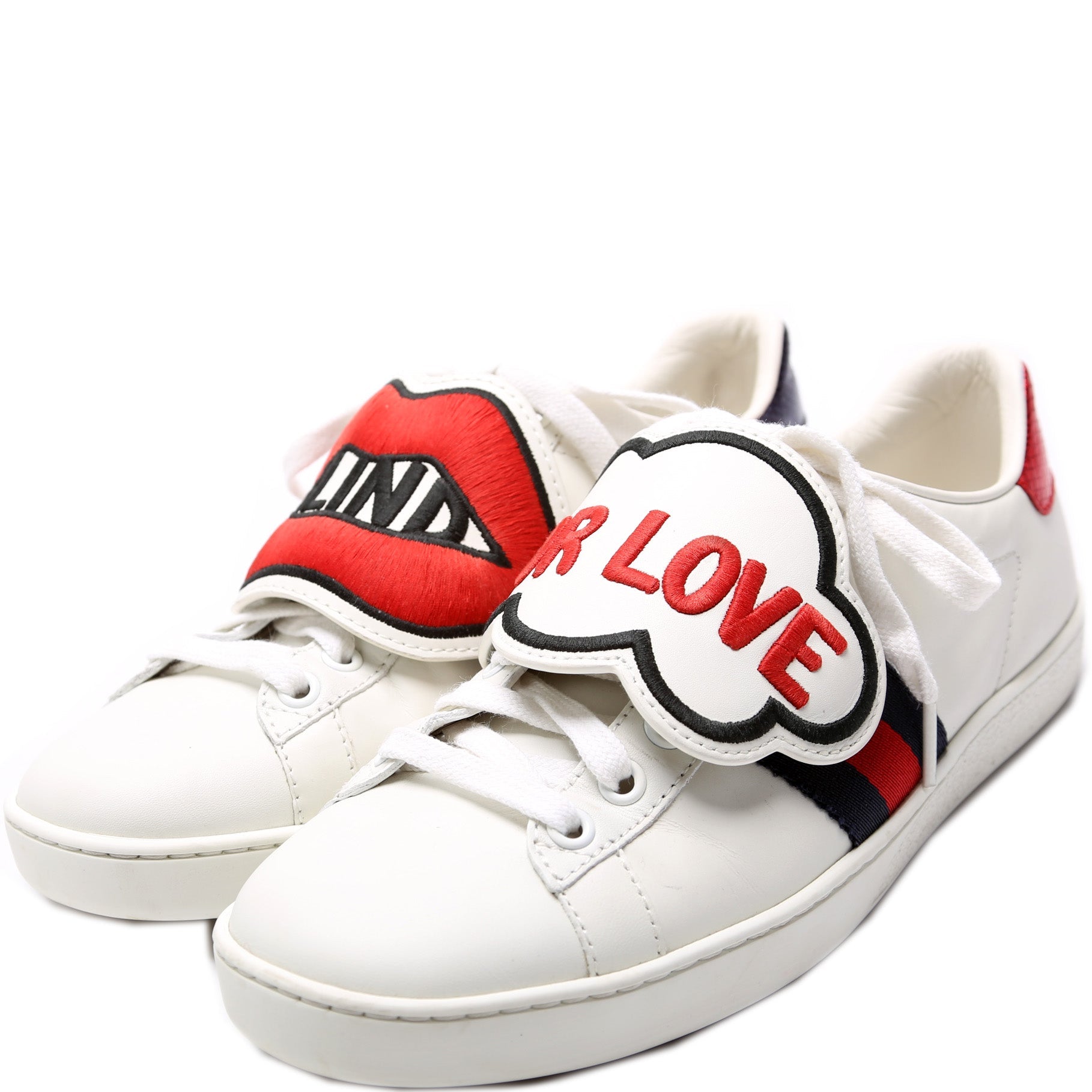 Gucci Ace Web Blind For Love Sneakers Size 37