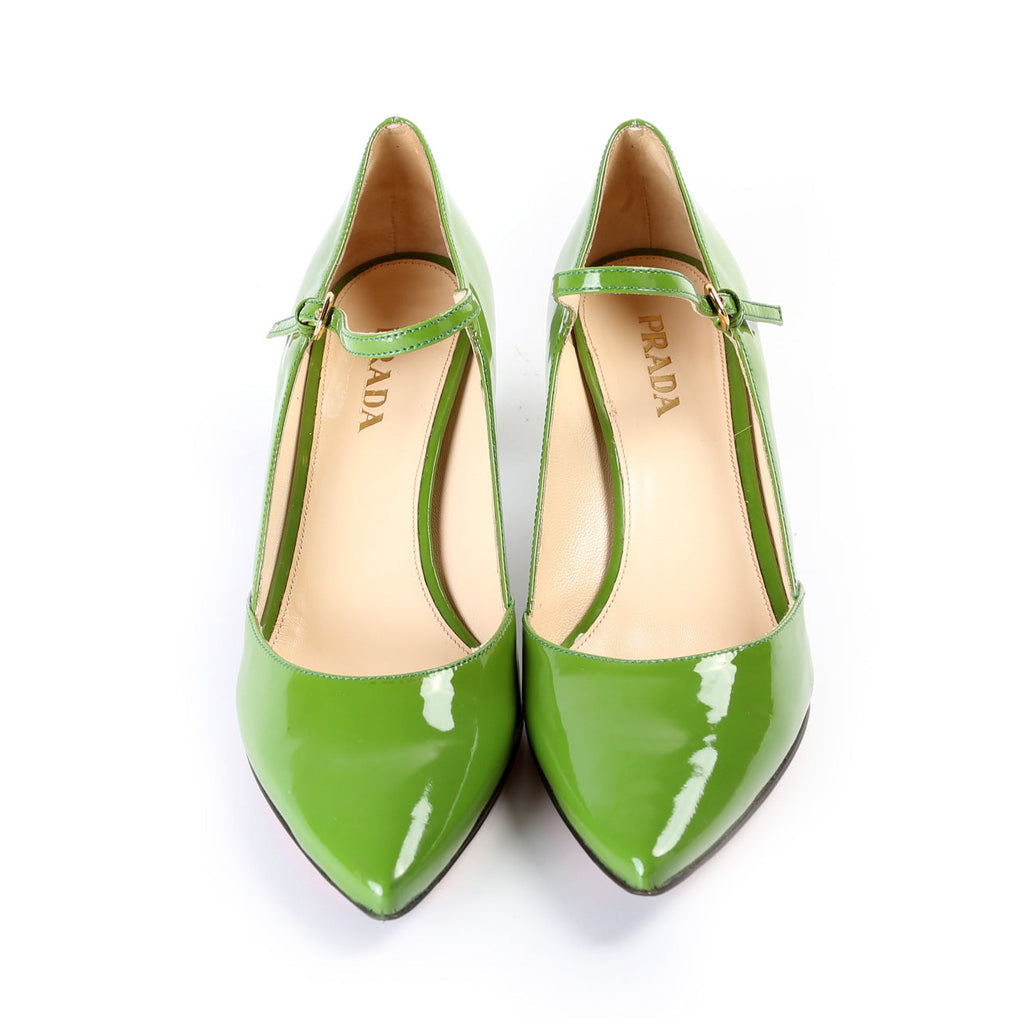 Prada Pointed Toe Pumps Size 39 Green