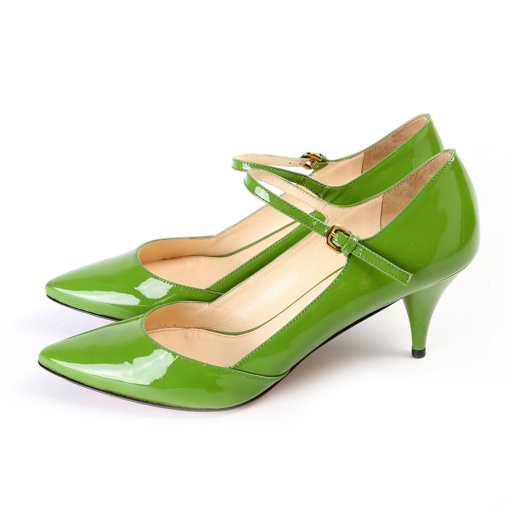 Prada Pointed Toe Pumps Size 39 Green