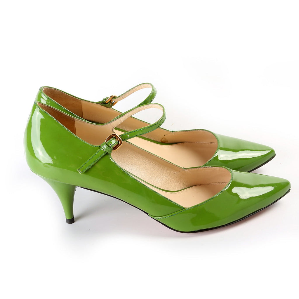 Prada Pointed Toe Pumps Size 39 Green